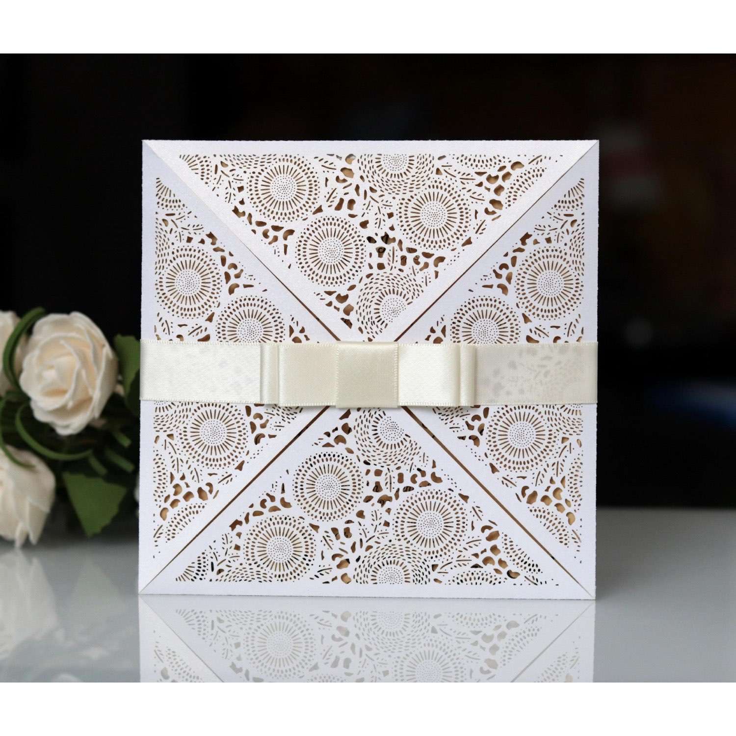 Square Invitation Card Silver Gray Laser Invitation Card